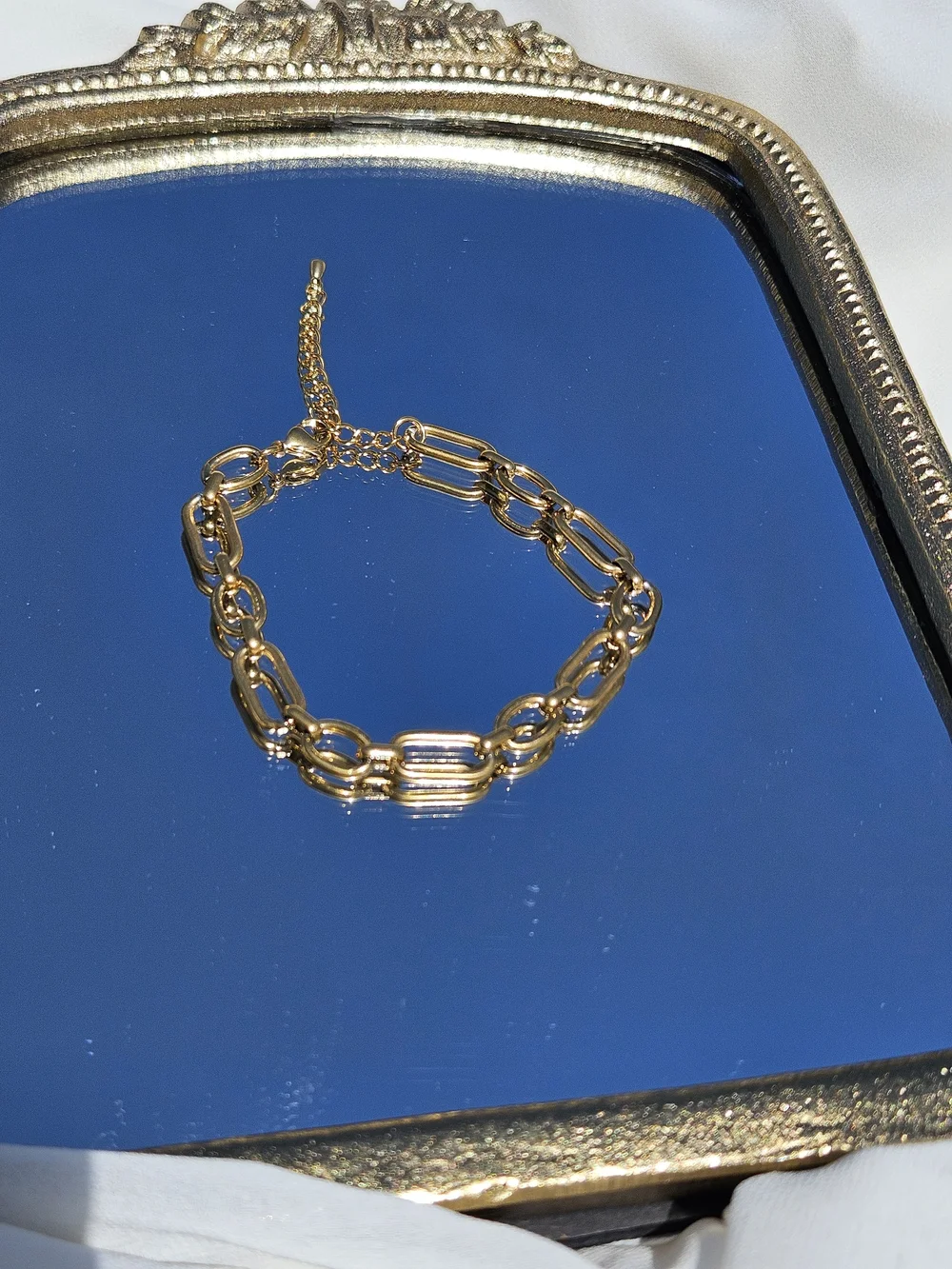The Vegas Link Bracelet - Stainless Steel Gold Paperclip Curb New
